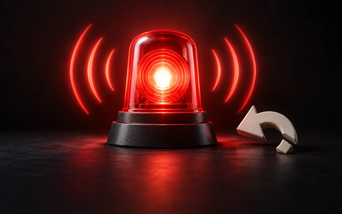 Illustration of a live broadcast lamp and outgoing waves beside an unavailable undo symbol.