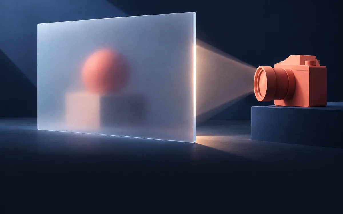Illustration of a camera looking around a window-hiding panel from another viewpoint.